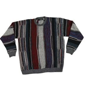Vintage Protege Collection Coogi Style Multicolor Sweater Mens XL 3D Knit USA